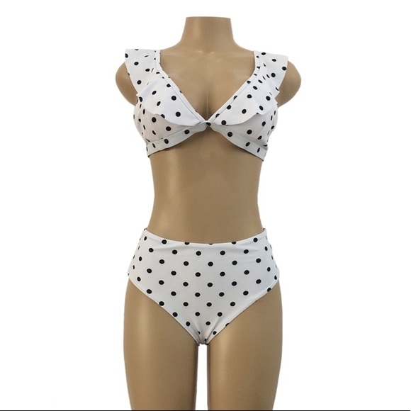 White polka dot bikini set - Picture 3 of 4